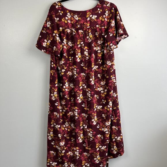 Isabel Maternity Floral Print Short Sleeve Woven Burgundy Dress - XS - NWT - Picture 8 of 9
